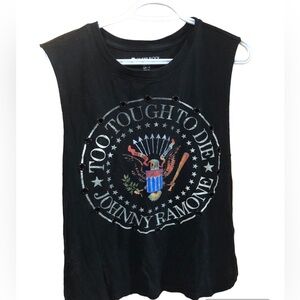 Johnny Ramone Too Tough to Die sleeveless tee Cinder Block with eyelet front L